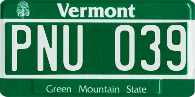 VT license plate PNU039