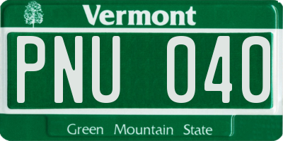 VT license plate PNU040