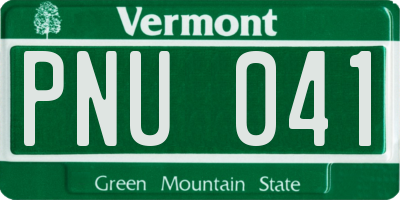 VT license plate PNU041