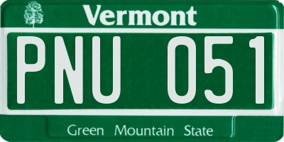 VT license plate PNU051