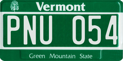 VT license plate PNU054