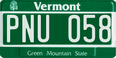 VT license plate PNU058