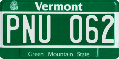 VT license plate PNU062