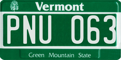 VT license plate PNU063