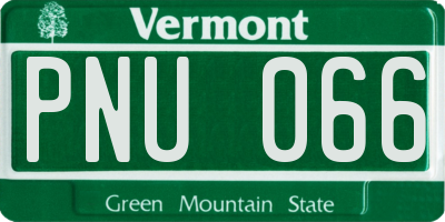 VT license plate PNU066