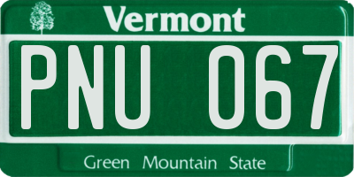 VT license plate PNU067