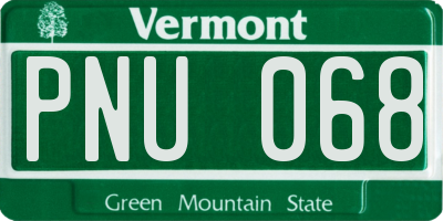 VT license plate PNU068