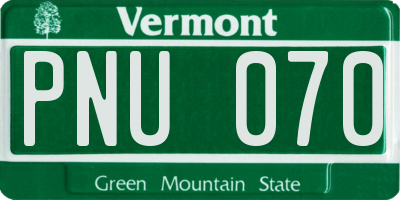 VT license plate PNU070