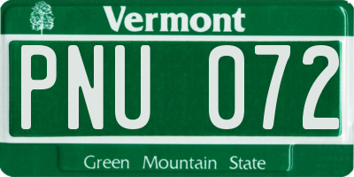 VT license plate PNU072