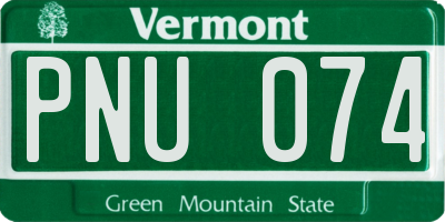 VT license plate PNU074