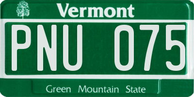 VT license plate PNU075