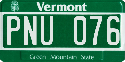 VT license plate PNU076