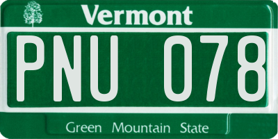 VT license plate PNU078