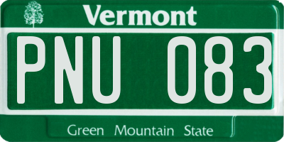 VT license plate PNU083