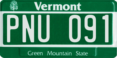VT license plate PNU091