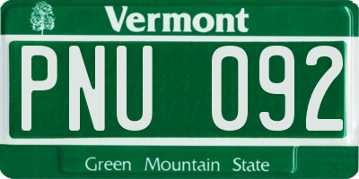 VT license plate PNU092