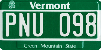 VT license plate PNU098