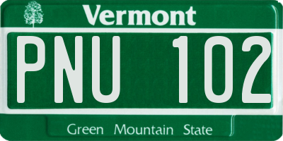 VT license plate PNU102