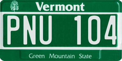 VT license plate PNU104