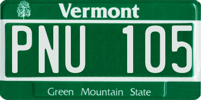 VT license plate PNU105