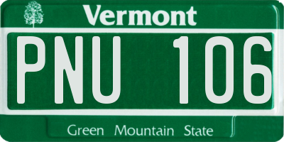 VT license plate PNU106