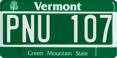 VT license plate PNU107