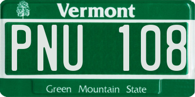 VT license plate PNU108