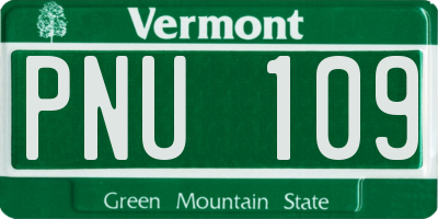 VT license plate PNU109