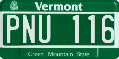 VT license plate PNU116