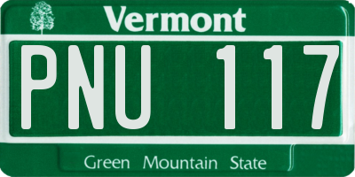 VT license plate PNU117