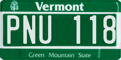 VT license plate PNU118