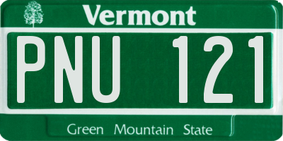 VT license plate PNU121