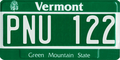 VT license plate PNU122