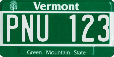 VT license plate PNU123