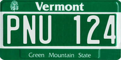 VT license plate PNU124