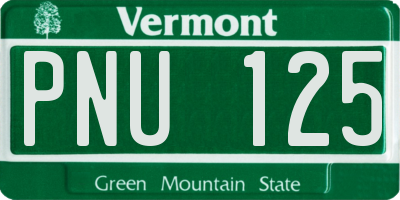 VT license plate PNU125