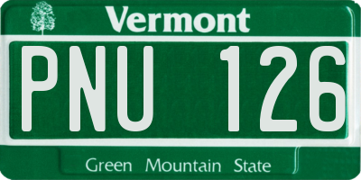 VT license plate PNU126
