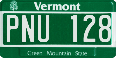 VT license plate PNU128
