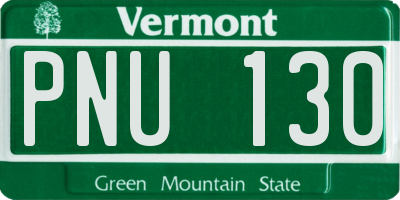 VT license plate PNU130
