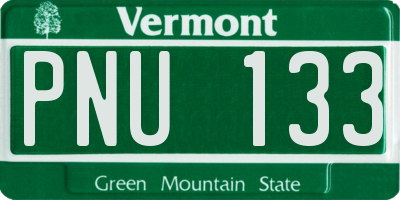 VT license plate PNU133