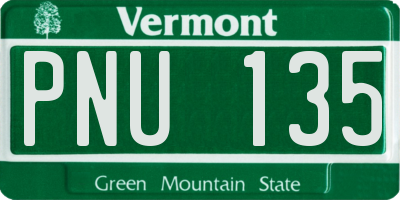 VT license plate PNU135