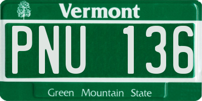 VT license plate PNU136