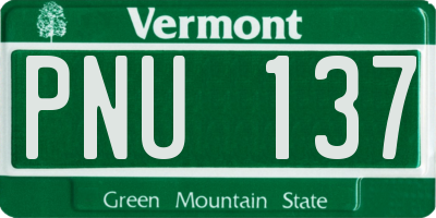 VT license plate PNU137