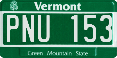 VT license plate PNU153