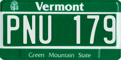 VT license plate PNU179