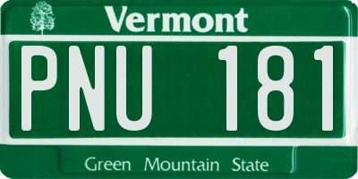 VT license plate PNU181