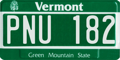 VT license plate PNU182