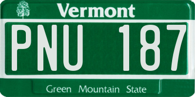 VT license plate PNU187