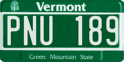 VT license plate PNU189