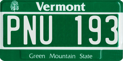 VT license plate PNU193